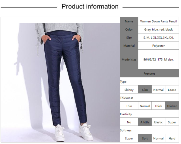 14bd7f09-2894-4782-9bbd-7c32727a14dc Women's Down Pants Pencil