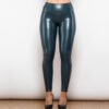 Shascullfites Melody Women's Winter Tights Women's Push Up Leggings Pu Leather Leggings No Front Seam Elastic Slim Tight Sexy