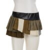 Women's Polyester Leather Patchwork Skirt