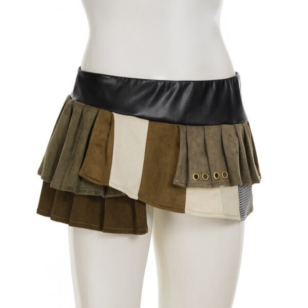 Women's Polyester Leather Patchwork Skirt
