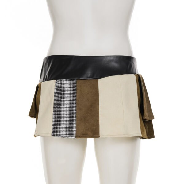 Women's Polyester Leather Patchwork Skirt