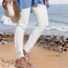 Tight Pants Lace Stitching Hollow-out Cropped Trousers For Women