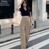 New High Waist Drooping Straight Pear Shapes Pants