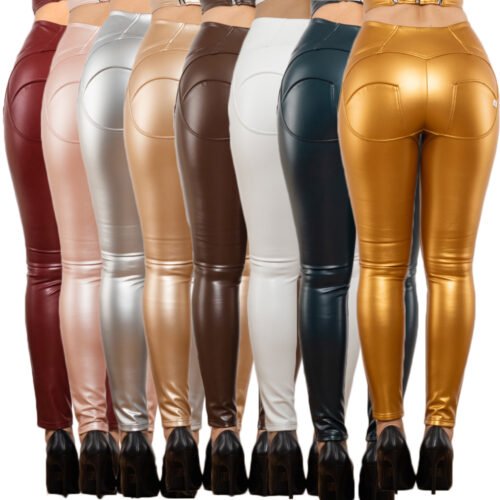 Hascullfites Melody High Waist White Leather Butt Lifting Pants Ladies Thermal Leggings With Zipper