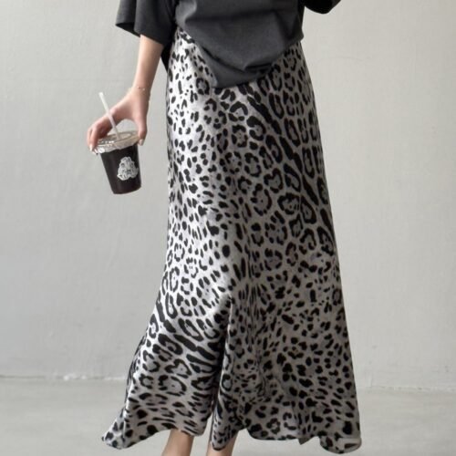 Light Luxury High-grade Leopard Print Split Skirt Women's High Waist Slimming
