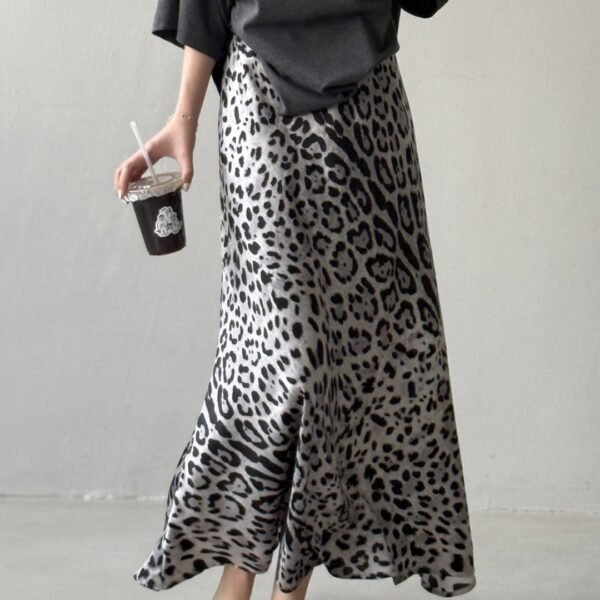 Light Luxury High-grade Leopard Print Split Skirt Women's High Waist Slimming