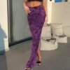 Hot Girl Autumn Women Clothing Knitted Street Sexy Flocking Flower Sheath Skirt For Women