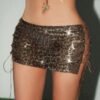 Miniskirt Metal Sequins Lace-up Skirt
