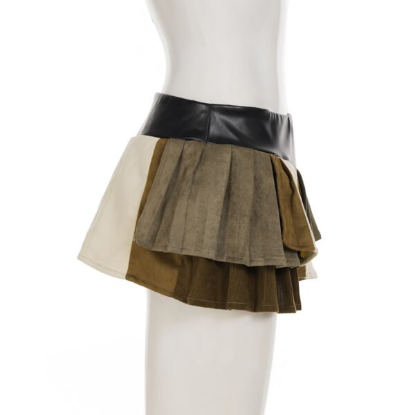 Women's Polyester Leather Patchwork Skirt