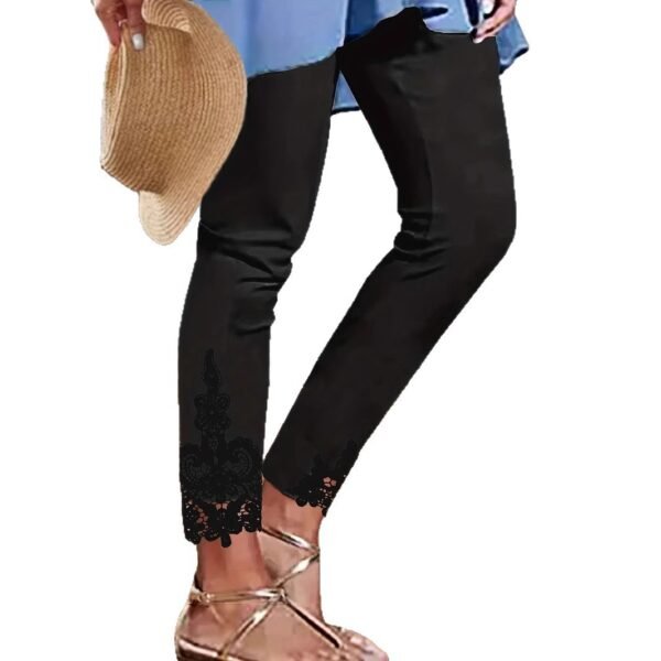 Tight Pants Lace Stitching Hollow-out Cropped Trousers For Women