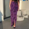 Hot Girl Autumn Women Clothing Knitted Street Sexy Flocking Flower Sheath Skirt For Women