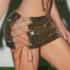 Miniskirt Metal Sequins Lace-up Skirt
