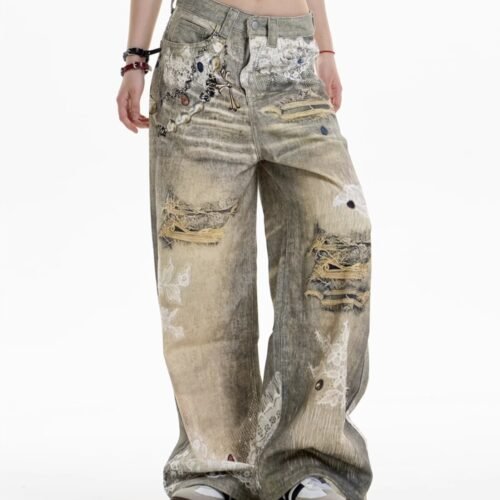 Women's Wide Leg Printed jeans