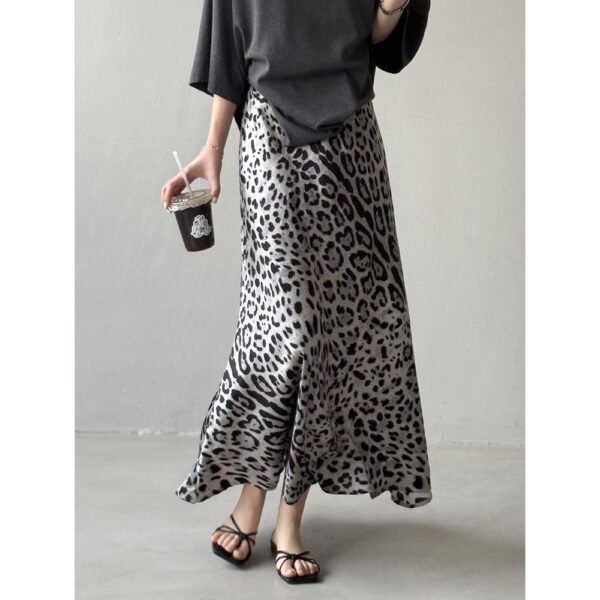 Light Luxury High-grade Leopard Print Split Skirt Women's High Waist Slimming