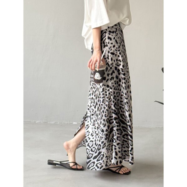 Light Luxury High-grade Leopard Print Split Skirt Women's High Waist Slimming