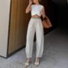 Women's Fashionable White Elegant Cropped Pants