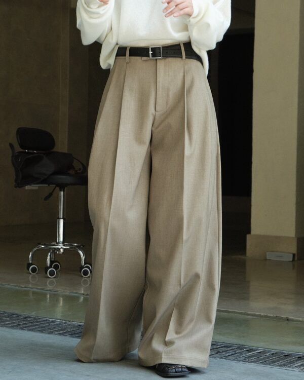 Casual Style Three-dimensional Pleated Suit Pants Loose Drooping Women