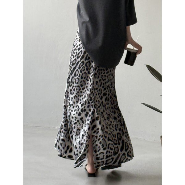 Light Luxury High-grade Leopard Print Split Skirt Women's High Waist Slimming