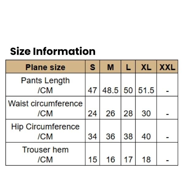 Size Information Women's Stretch Unilateral Spandex Shorts