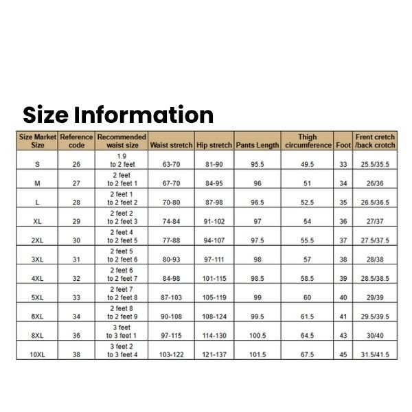 Size Information Women's Knitted Viscose Fiber Trousers