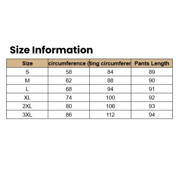 Size Information Women's Polyester Cropped Leggings