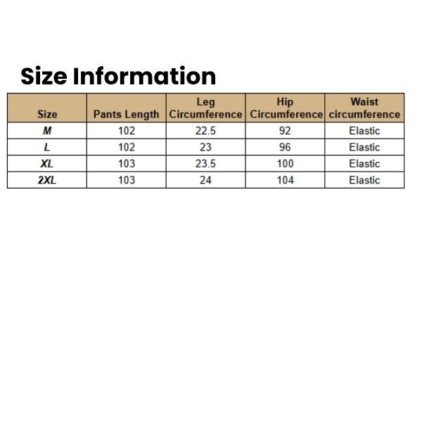 Size Information Women's Everyday Fit Polyester Pants