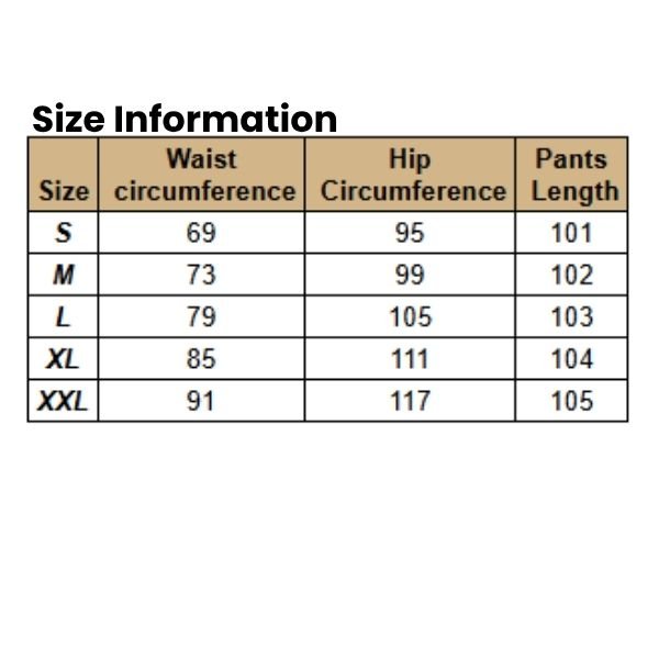 Size Information Women,s High Waist Chiffon Pants