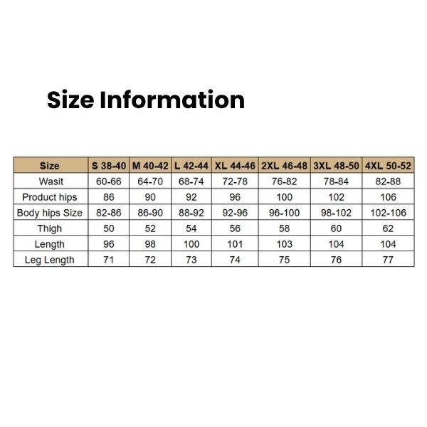 Size Information Women's Down Pants Pencil