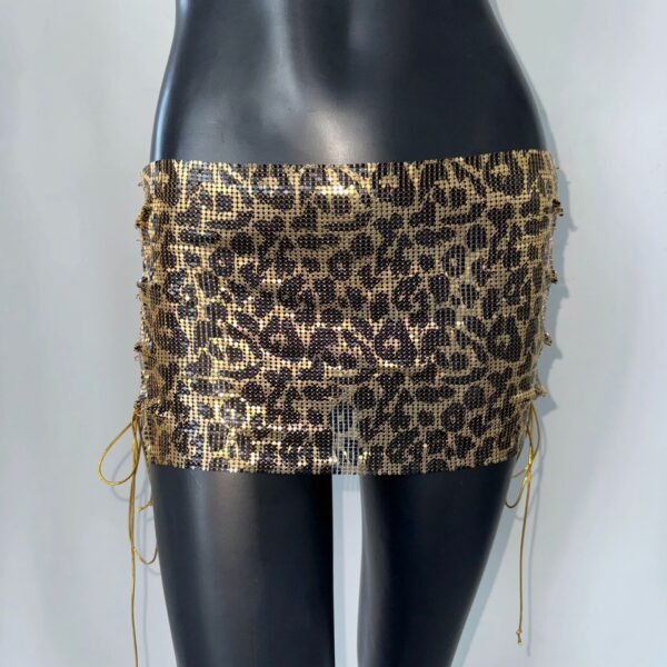 Miniskirt Metal Sequins Lace-up Skirt
