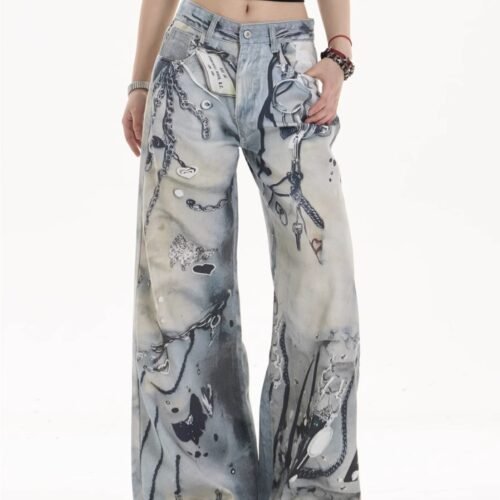Women's Wide Leg Printed jeans