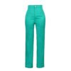 High Waist Slim Fit Solid Straight Leg Pants Green Elastic Lounge Pants