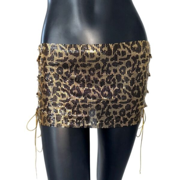 Miniskirt Metal Sequins Lace-up Skirt