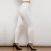 Hascullfites Melody High Waist White Leather Butt Lifting Pants Ladies Thermal Leggings With Zipper