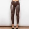Shascullfites Melody Women's Winter Tights Women's Push Up Leggings Pu Leather Leggings No Front Seam Elastic Slim Tight Sexy