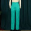 High Waist Slim Fit Solid Straight Leg Pants Green Elastic Lounge Pants