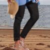 Tight Pants Lace Stitching Hollow-out Cropped Trousers For Women